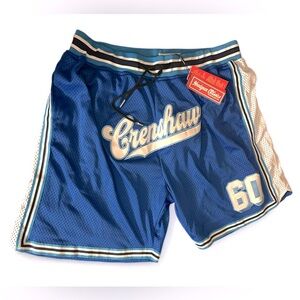100% Satin Blue “Crenshaw” Basketball Shorts #60 Athleisure Shorts NWT🏷️ Sz: 5XL